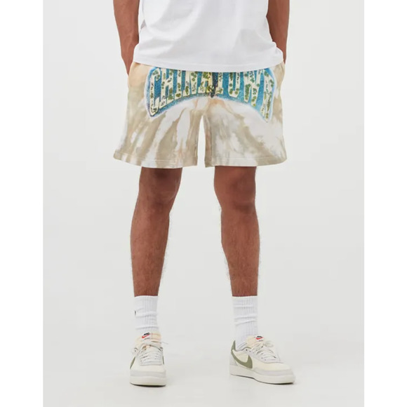 Chinatown Market Beige Tie Dye Island Arc SweatShorts Side and Back Pocket S - Picture 13 of 13
